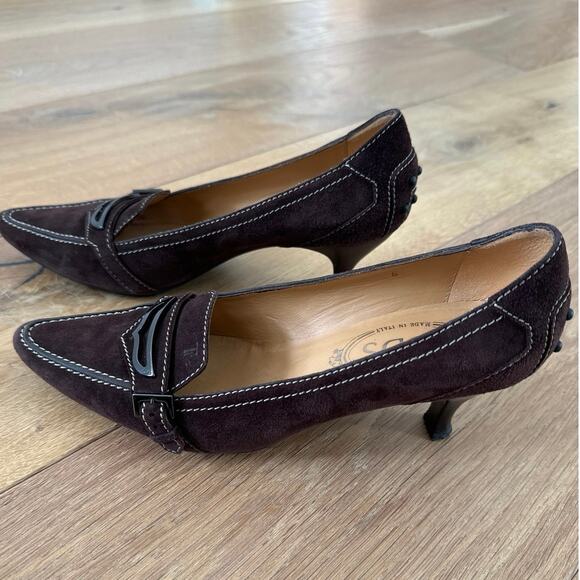 Women’s Tod’s Brown Suede Kitten Heel Loafer - Picture 6 of 13